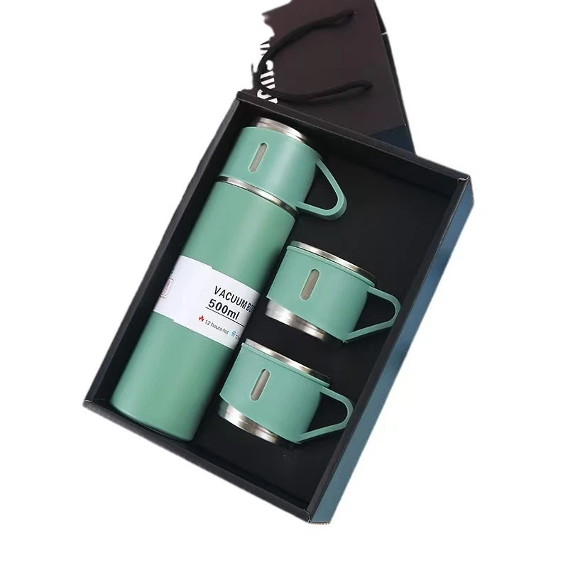 500ml17oz Üç kapaklı yaratıcı bardak paslanmaz çelik yalıtımlı kahve fincanı seti