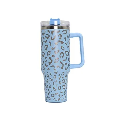 Tam lazer oyulmuş leopar paslanmaz çelik bardak 40 oz